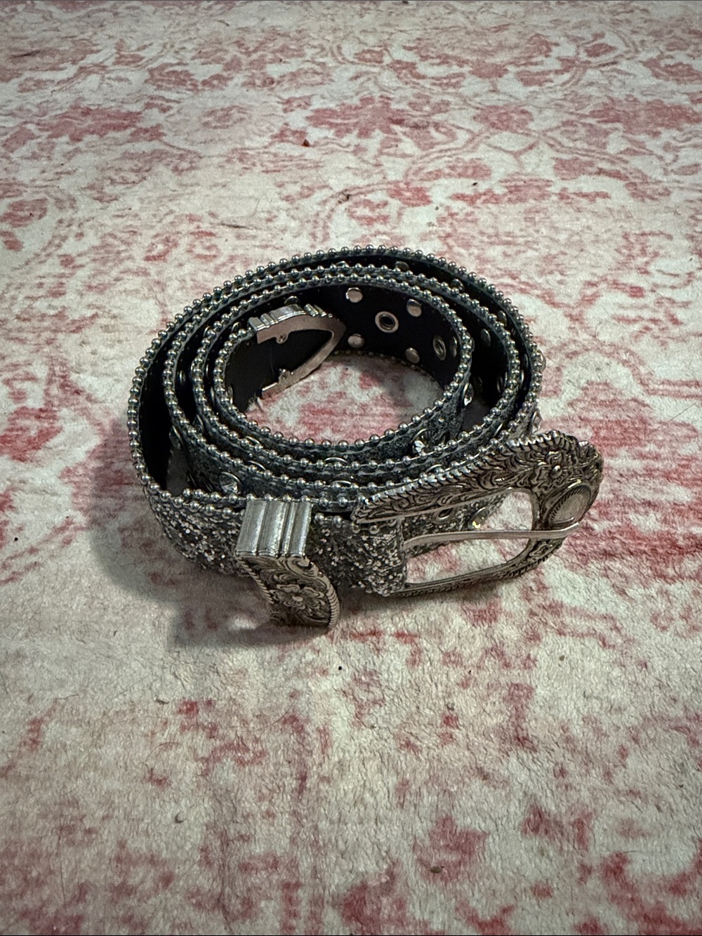 Silver Beaded Western Statement Belt